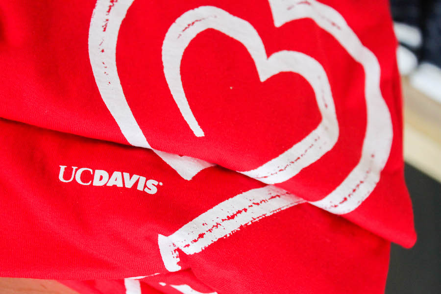 UC Davis community members can promote heart health by wearing “Wear Red Day” t-shirts that are currently available at all UC Davis Store locations. (DANIEL TAK / AGGIE)