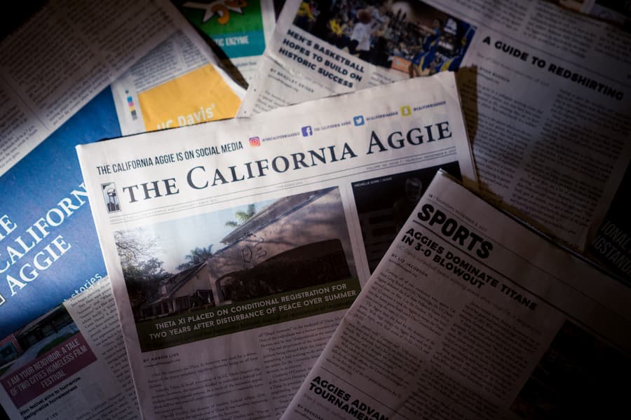 A copy of a print issue of The California Aggie