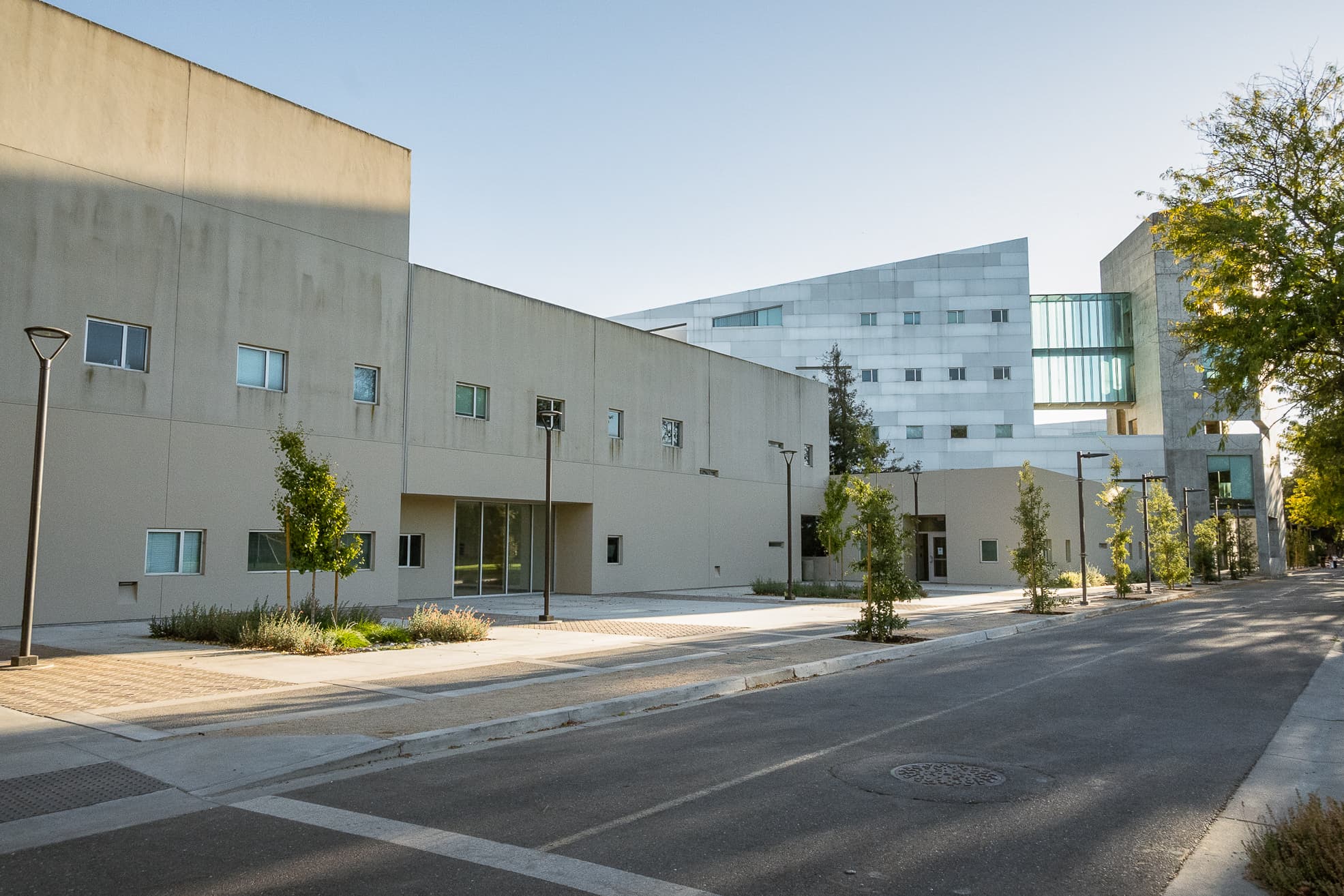A photo of the Social Sciences and Humantities Building and recent construction done to it