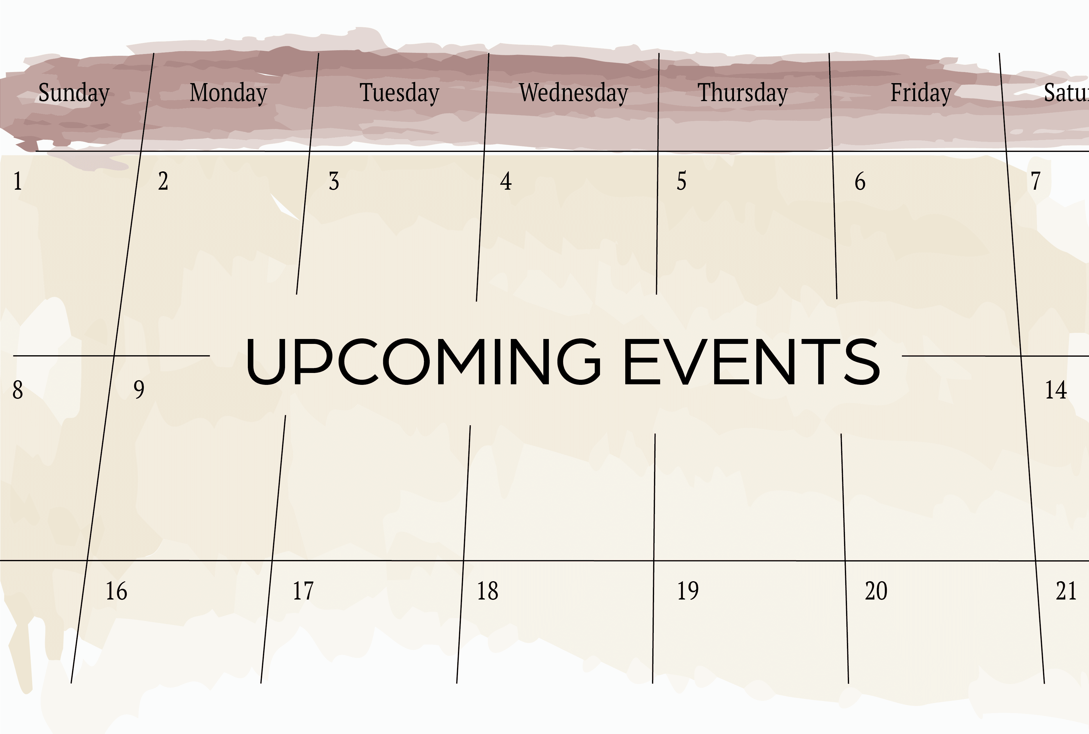 A calendar with the words "Upcoming Events" overlaid
