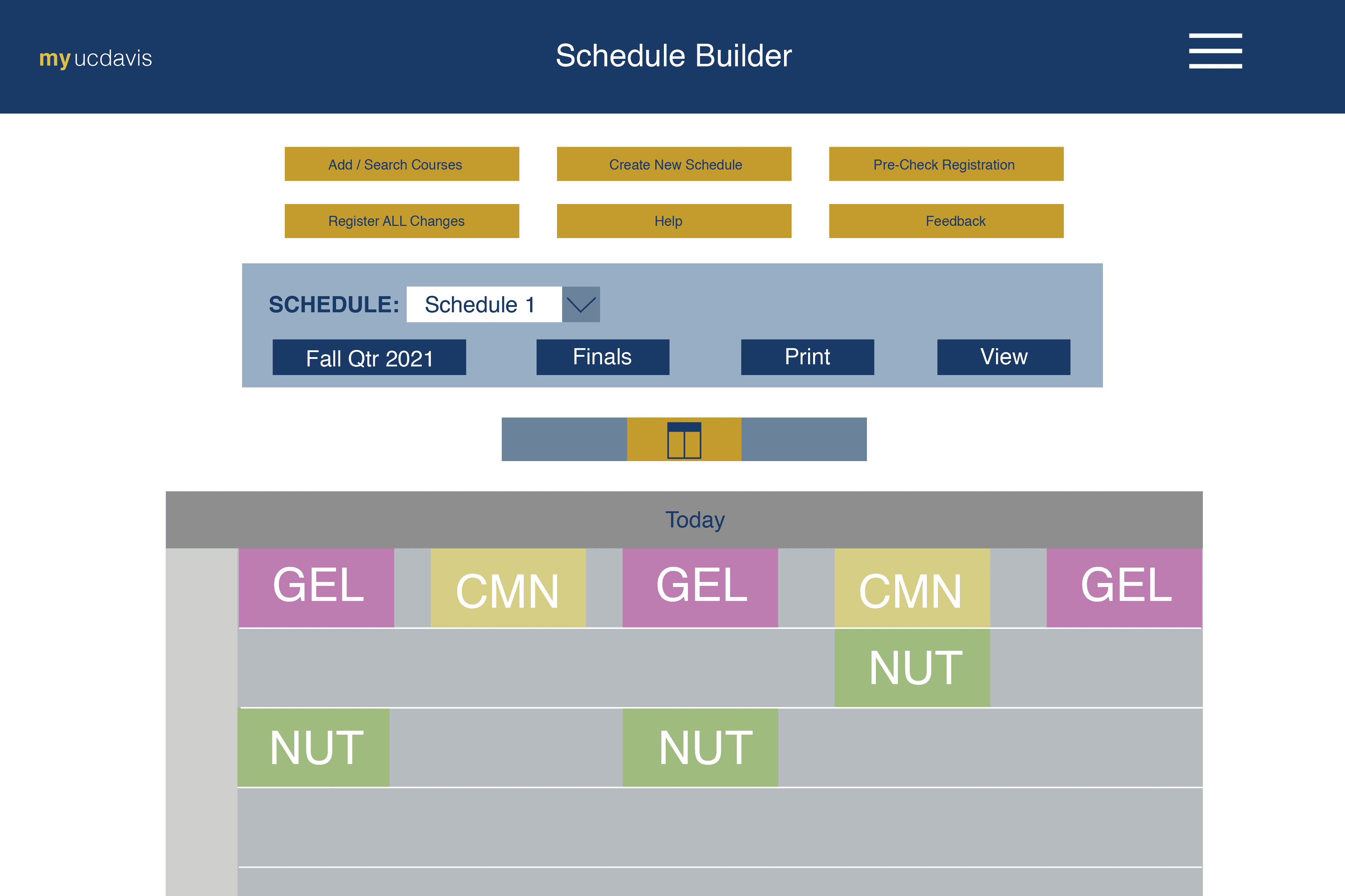 A graphic of UC Davis schedule builder module