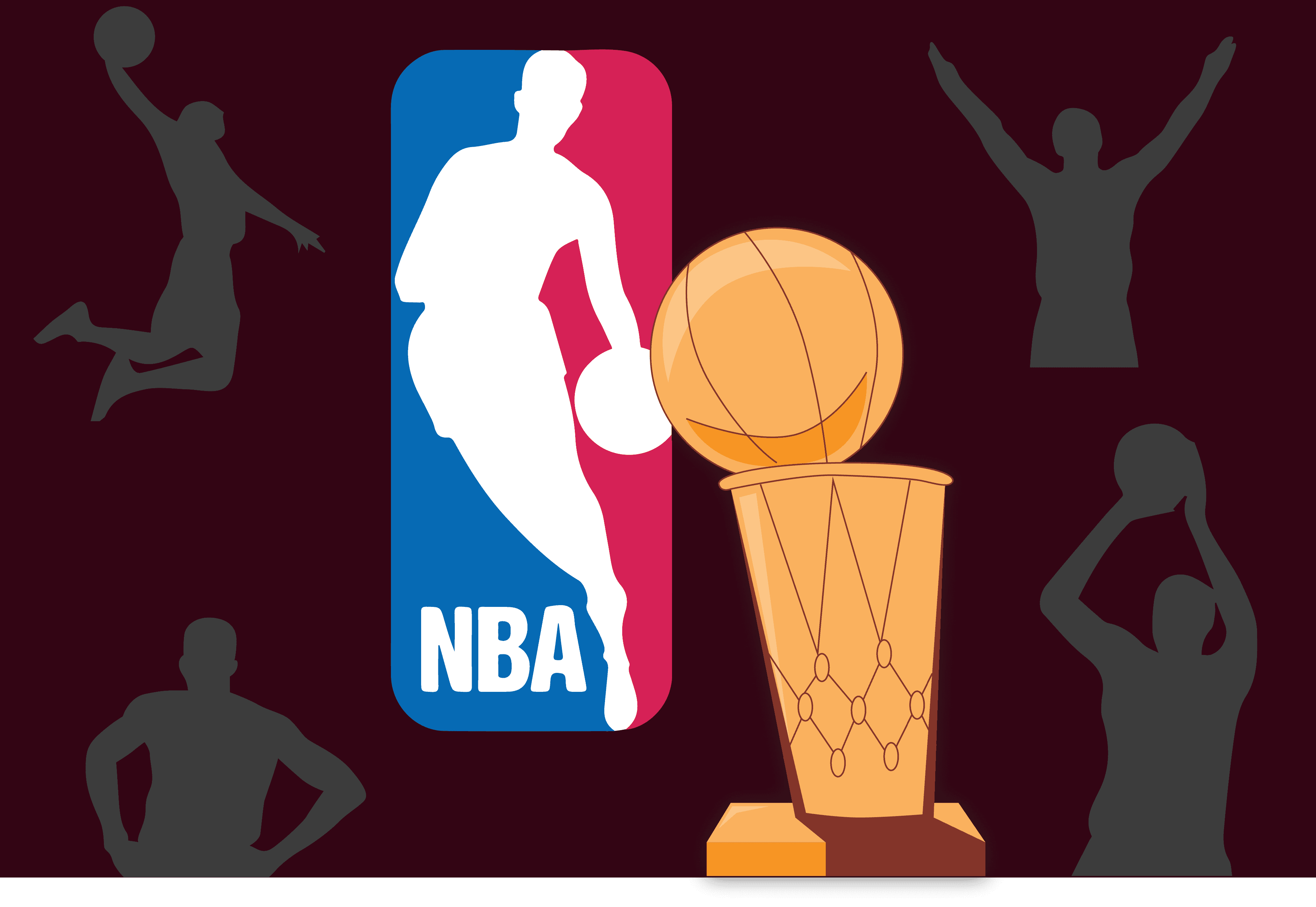 NBA logo with NBA award in foreground