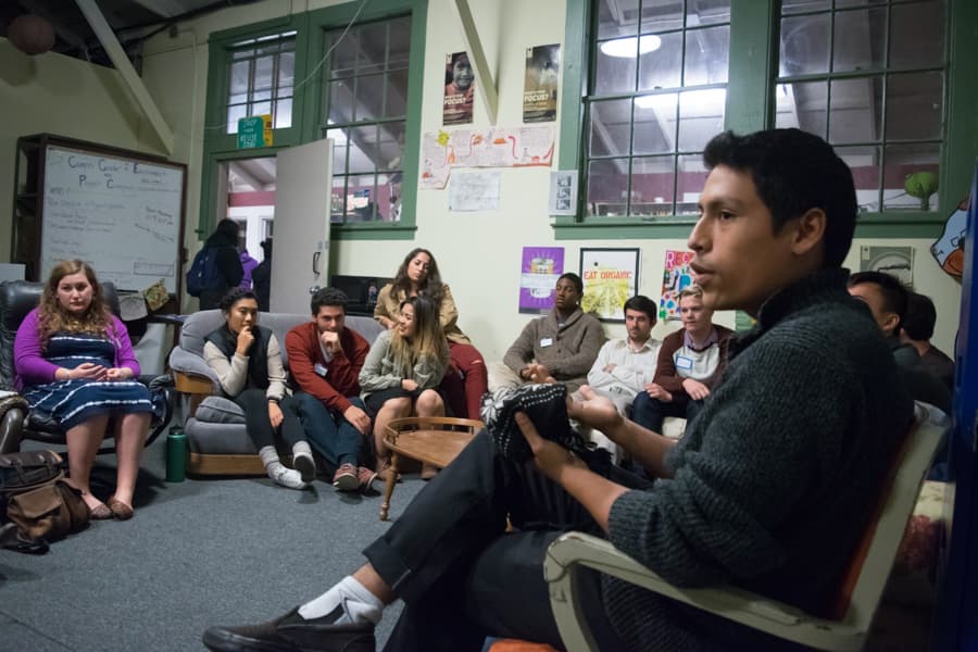 Sean Guerra, Ethnic and Cultural Affairs Commission Chair, speaks at ASUCD's Townhall. (BRIAN LANDRY / AGGIE)