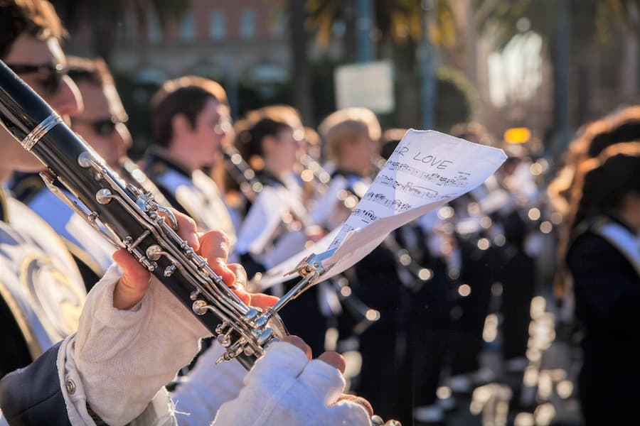 The Band-Uh! clarinets play loud and proud for the Battle of the Bands in San Francisco (12/11/17). (KELSEY GREGGE)