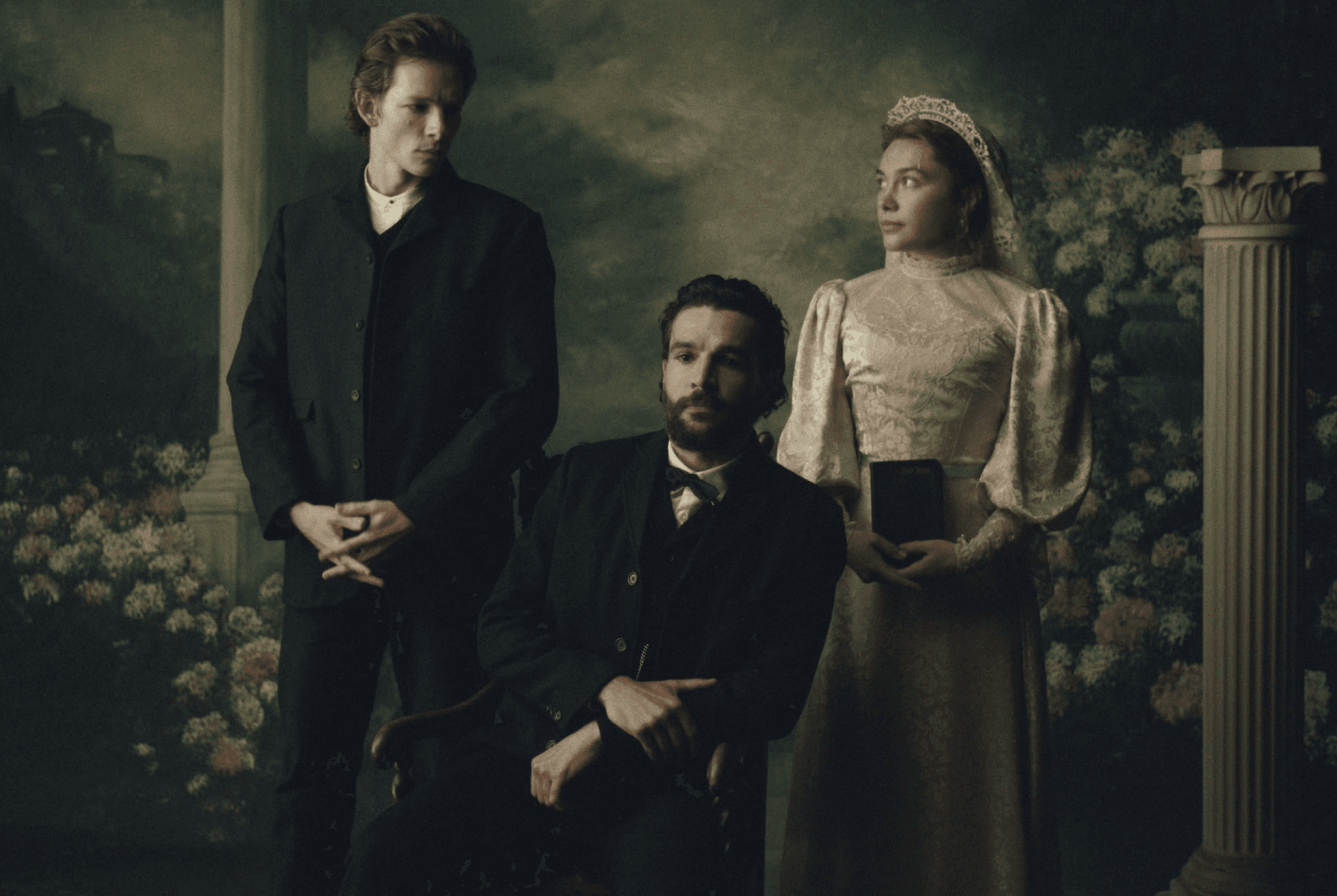 Christopher Abbott, Mike Faist and Florence Pugh in "East of Eden." (Netflix / fair use)