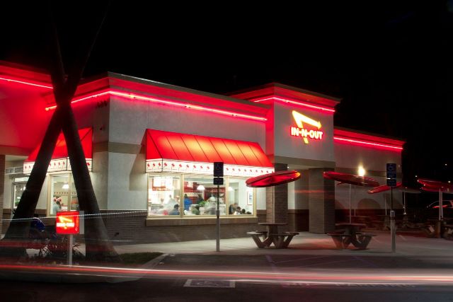 The In-N-Out in Davis at night