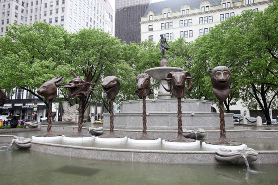 Circle of Animals/Zodiac Heads: Bronze in New York City at the historic Pulitzer Fountain at Grand Army Plaza (May 4 – July 15, 2011). (CROCKER ART MUSEUM / COURTESY)