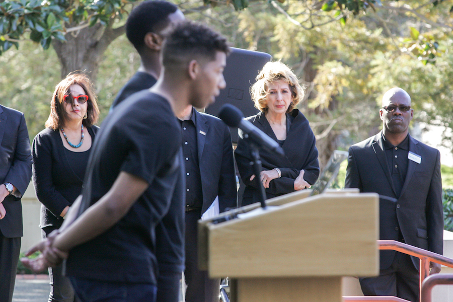 Chancellor P.B. Katehi attends the #BlackUnderAttack press conference last Monday. (JAY GELVEZON / AGGIE)