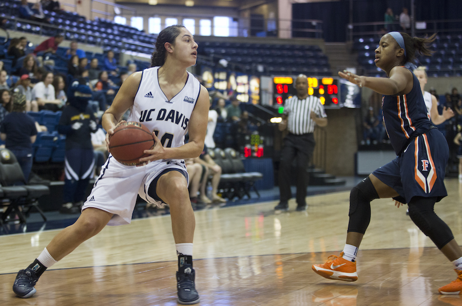 Sophomore forward Pele Gianotti helped the Aggies improve 8-3 in the Big West Conference with her second 20-point game of the season. (CIERA PASTUREL / AGGIE)