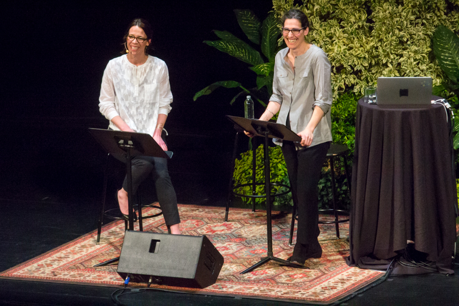 Julie Snyder, the executive producer of Serial (left), and Sarah Koenig, the host and executive produce (right). (ARIEL ROBBINS / AGGIE)