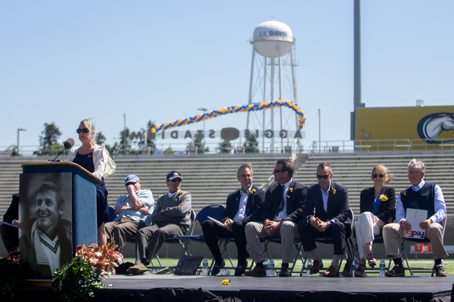 Joan Smith-MacLean, M.D. shares her story recalling the first time she met Sochor: "I didn't know him as a great football coach, but just Terri and Holly's dad." (JAY GELVEZON / AGGIE)