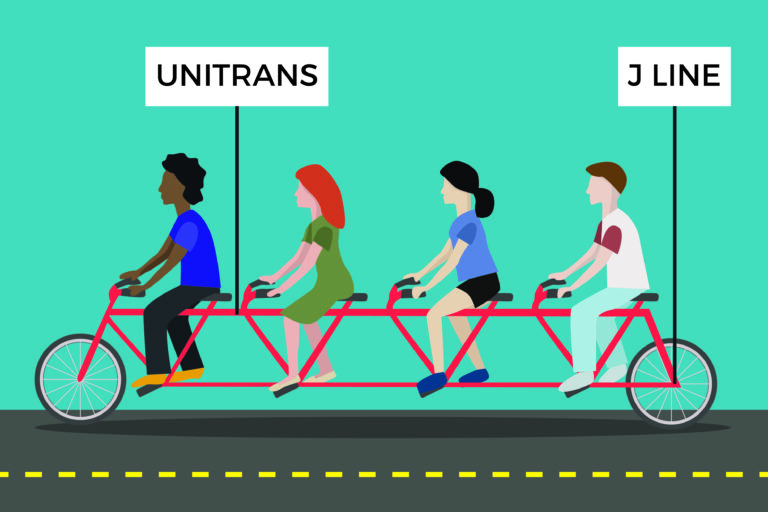Humor: Unitrans switches to really long tandem bikes instead of buses