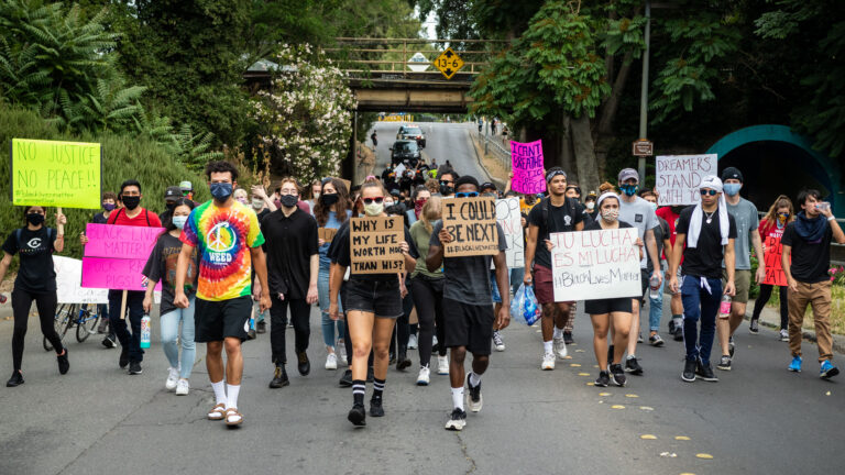Students, community members protest police brutality after police killing of George Floyd
