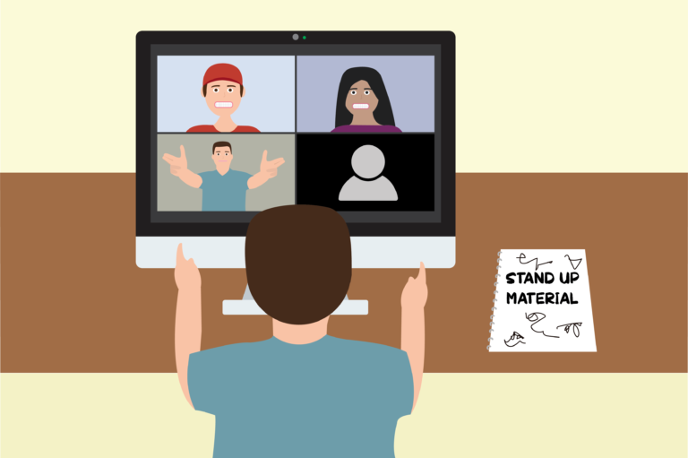 Stand-up comedian tests material out against the toughest audience: a Zoom breakout room