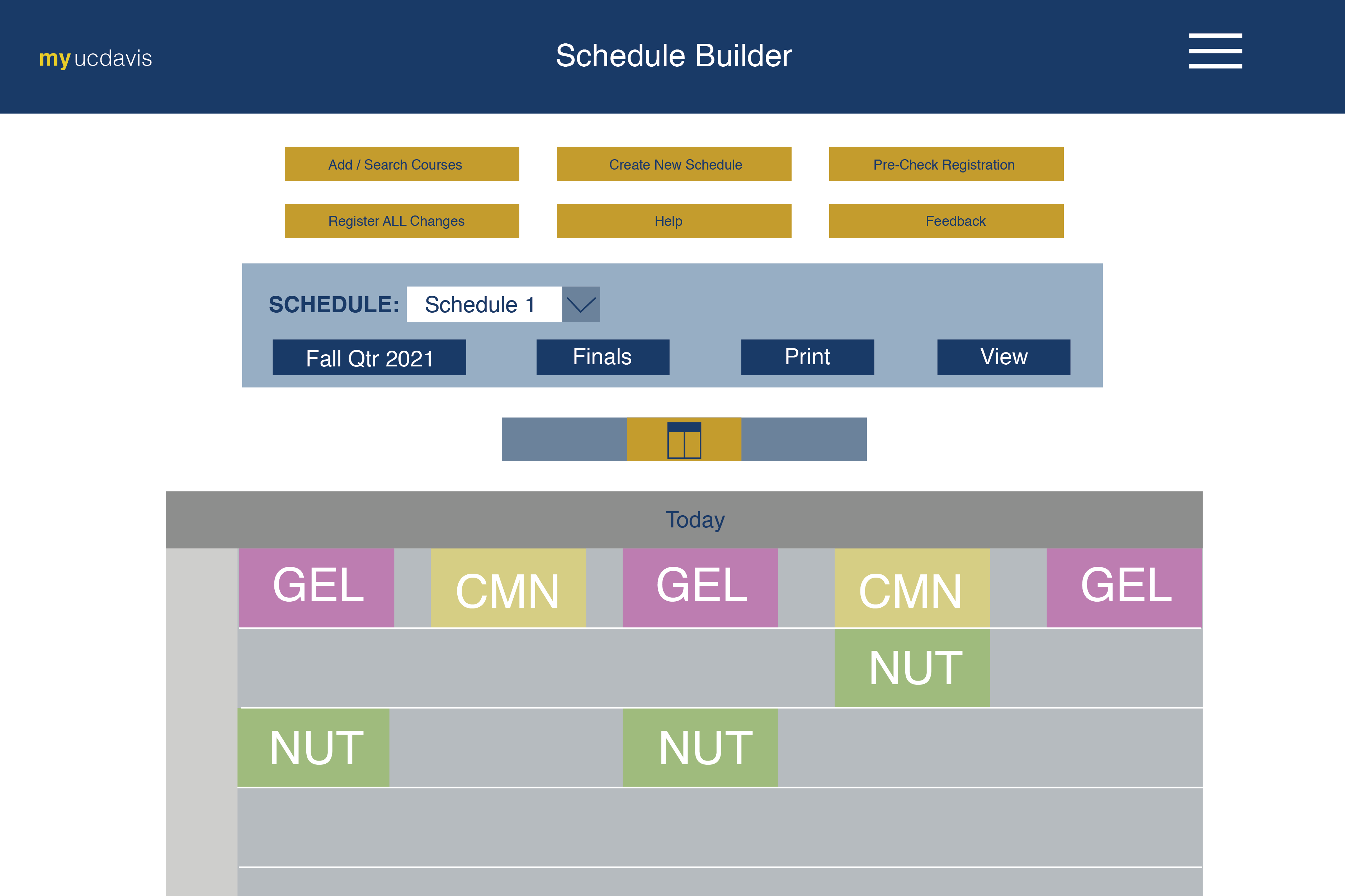 A graphic of UC Davis schedule builder module