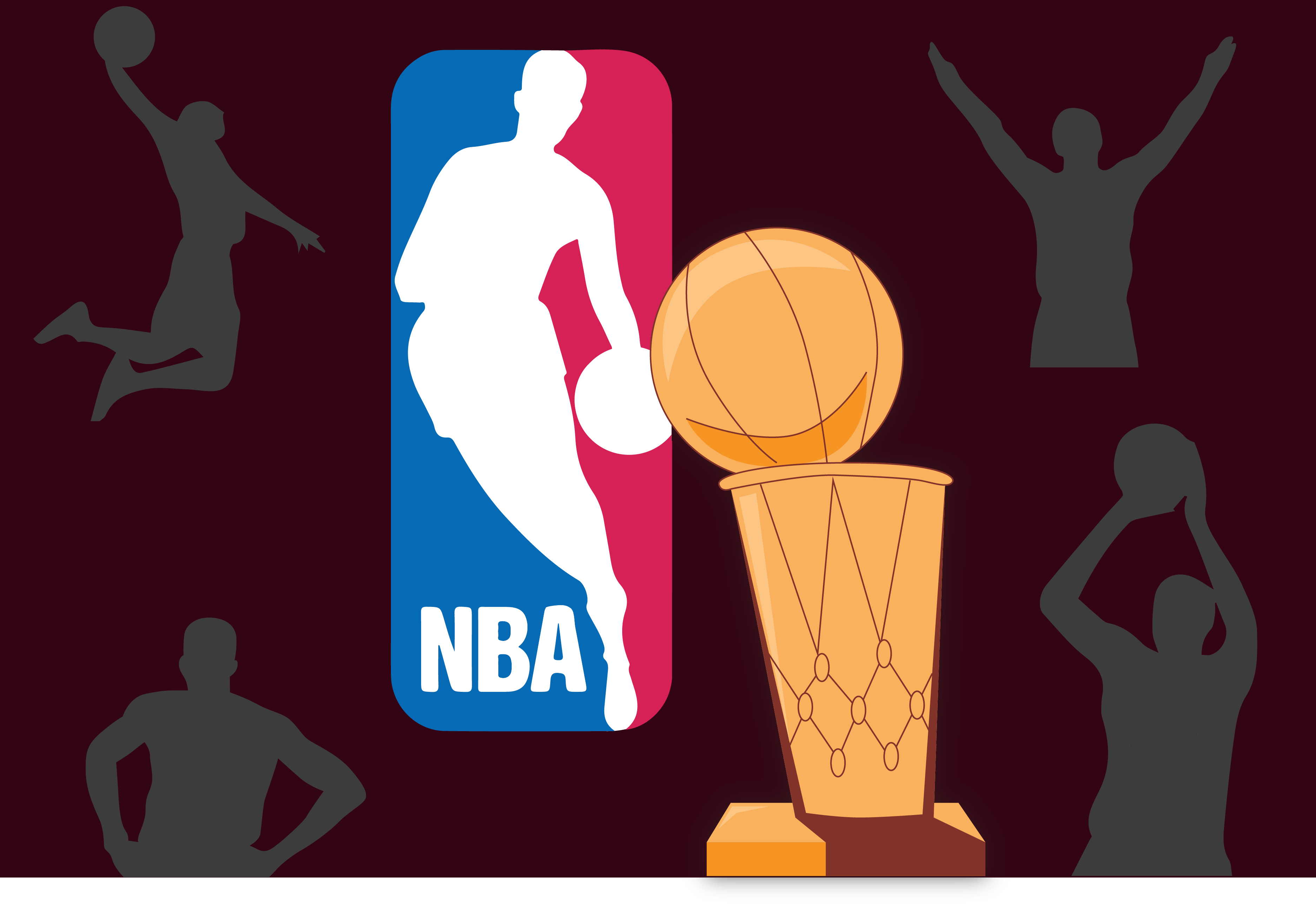 NBA logo with NBA award in foreground