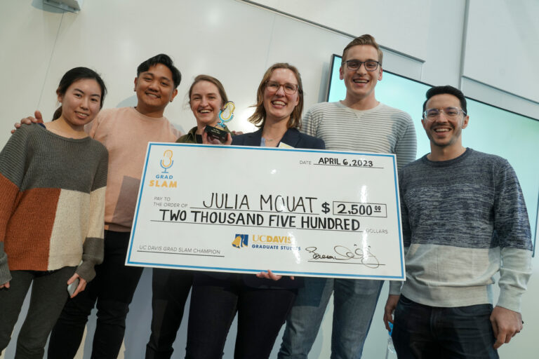 Julia Mouat is named winner of the UC Davis Grad Slam competition