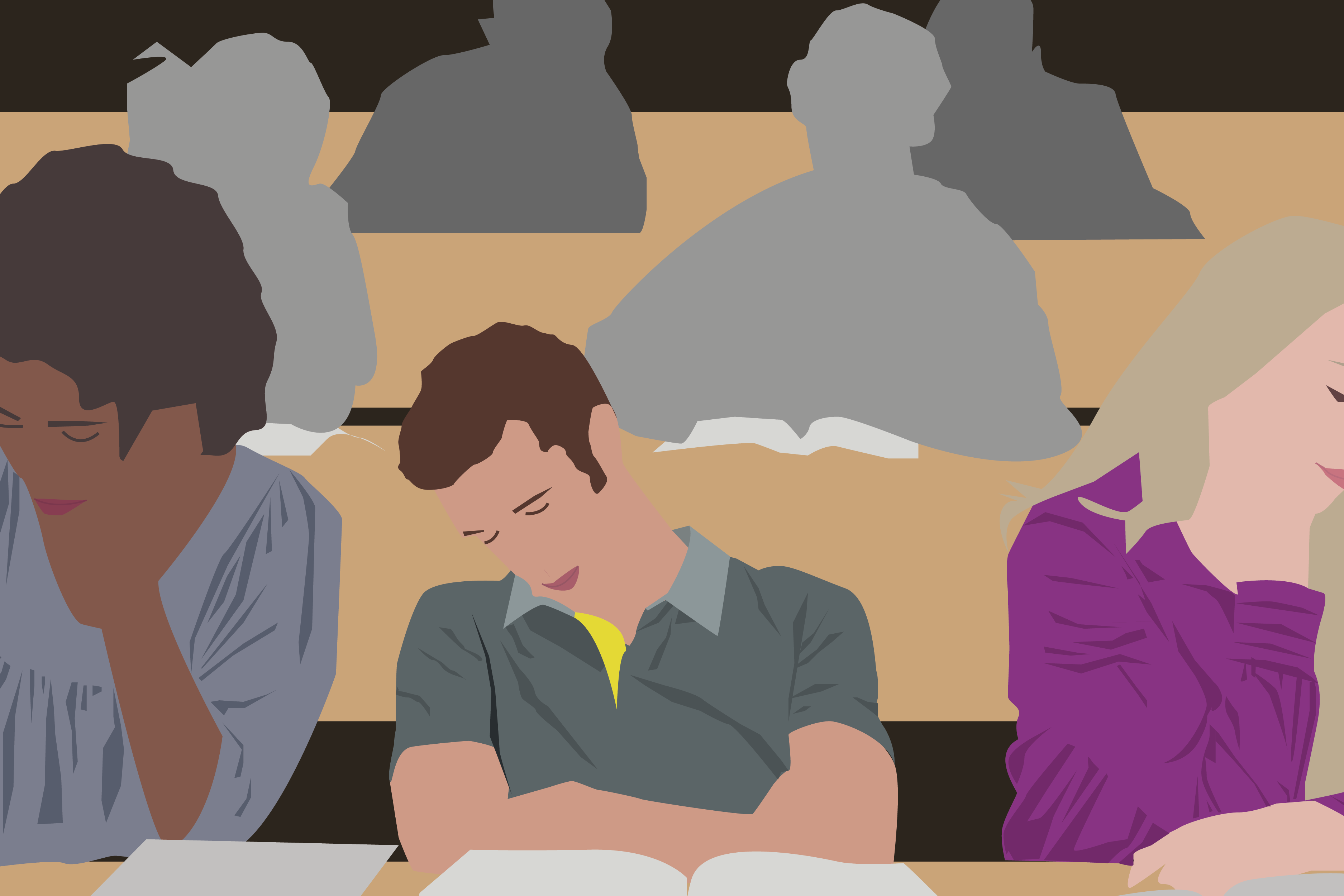 college students in class clipart