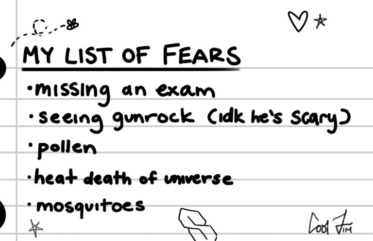 A student’s list of fears