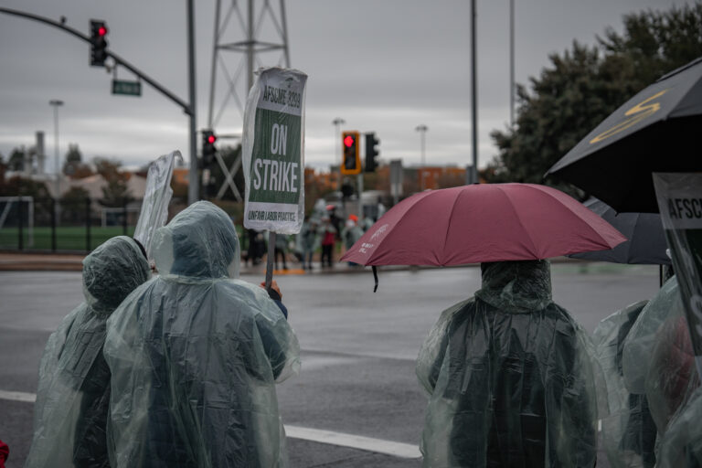 Photo Gallery: In rainy weather, UC service and medical workers strike