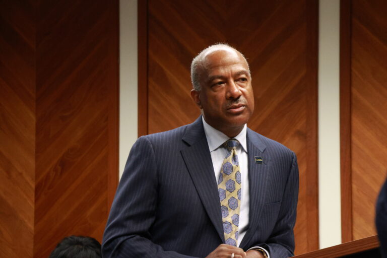 Chancellor Gary May visits the ASUCD Senate at Nov. 20 meeting